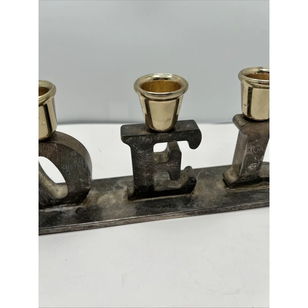 GODINGER Christmas‎ Candle Holder NOEL Holiday Silverplated Vintage Full Patina